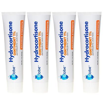 Globe (4 Pack) Hydrocortisone 1% Ointment – Maximum-Strength Anti-Itch for Itch, Rash & Insect Bites