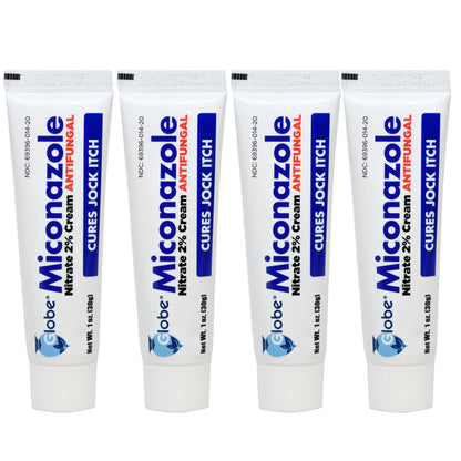 Globe Miconazole 2% Cream (4 Pack) – Antifungal Relief for Athlete's Foot, Jock Itch, Ringworm