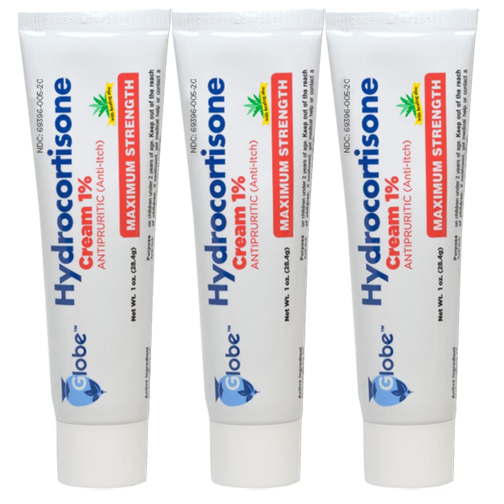 Globe Hydrocortisone 1% Cream with Aloe (3 Pack) – Anti-Itch Relief