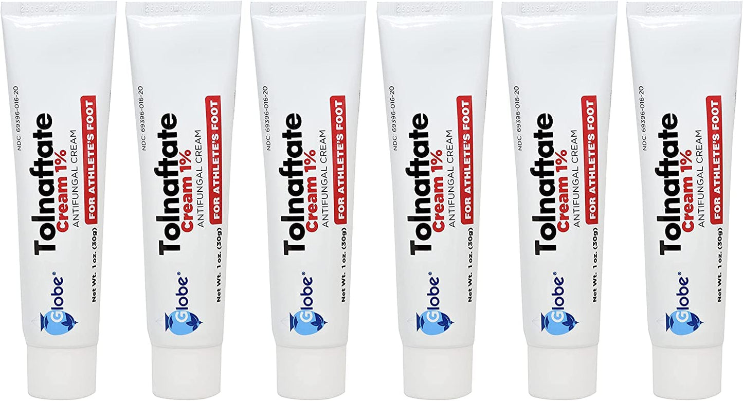 Globe Tolnaftate 1% Cream 6 Pack | Antifungal Treatment for Athlete's Foot & Ringworm | Globe Pharmacy