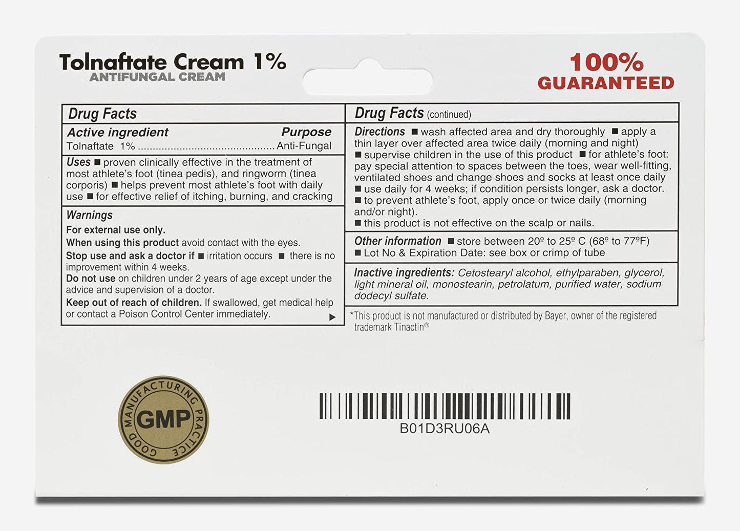 Globe Tolnaftate 1% Cream 6 Pack | Antifungal Treatment for Athlete's Foot & Ringworm | Globe Pharmacy