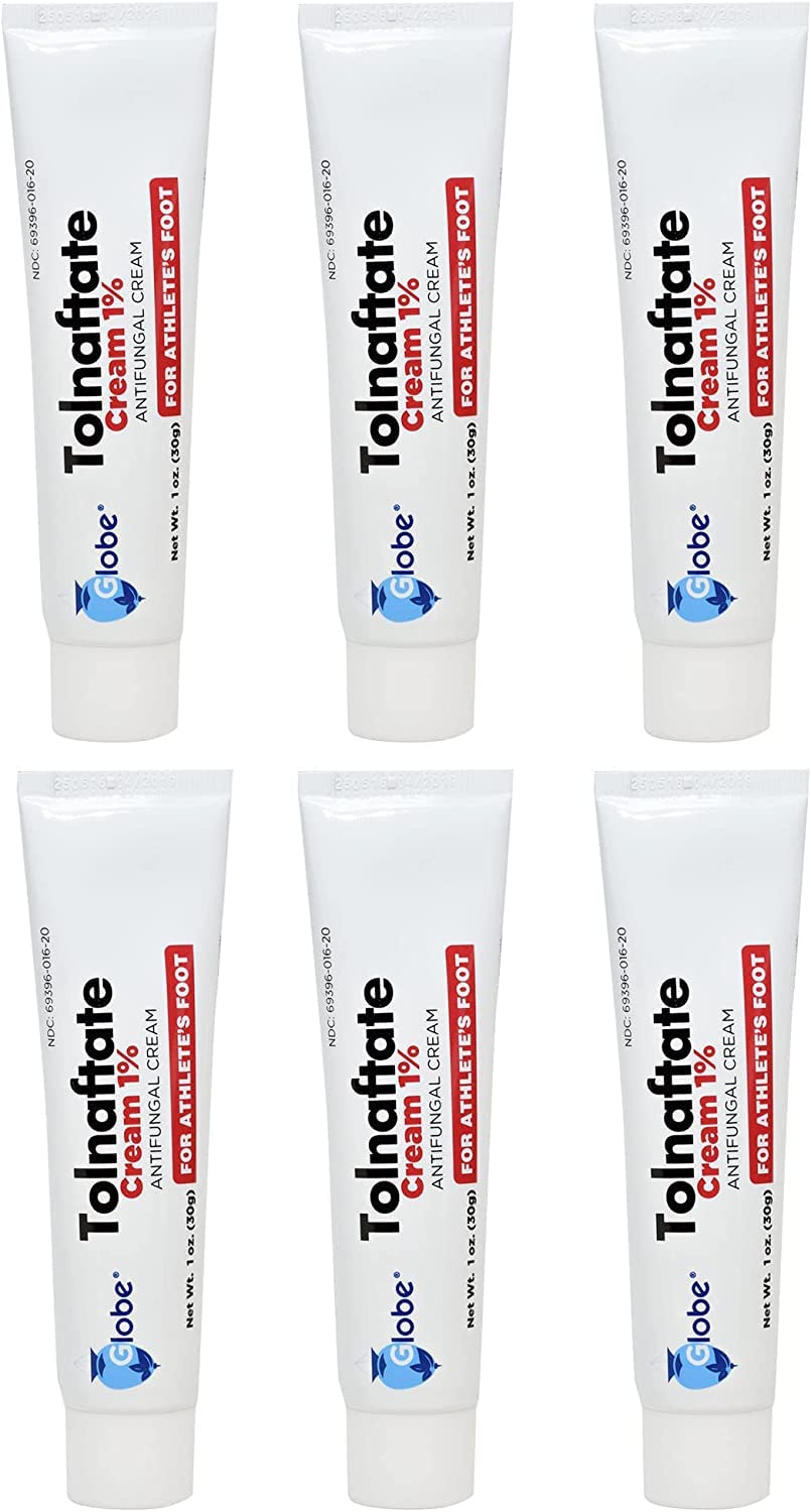 Globe Tolnaftate 1% Cream 6 Pack | Antifungal Treatment for Athlete's Foot & Ringworm | Globe Pharmacy