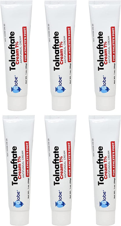 Globe Tolnaftate 1% Cream 6 Pack | Antifungal Treatment for Athlete's Foot & Ringworm | Globe Pharmacy