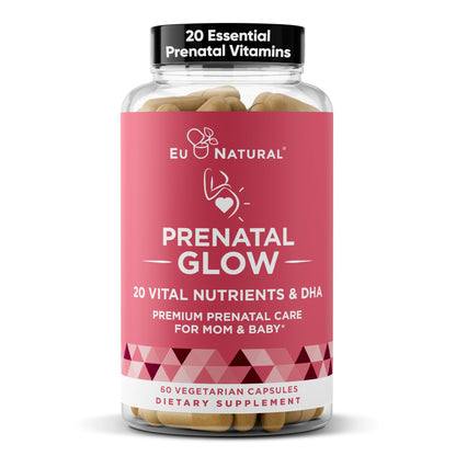 Glow Prenatal Vitamins – 60 Capsules, 20-in-1 Nutrients for Healthy Pregnancy