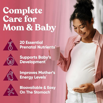 Glow Prenatal Vitamins – 60 Capsules, 20-in-1 Nutrients for Healthy Pregnancy