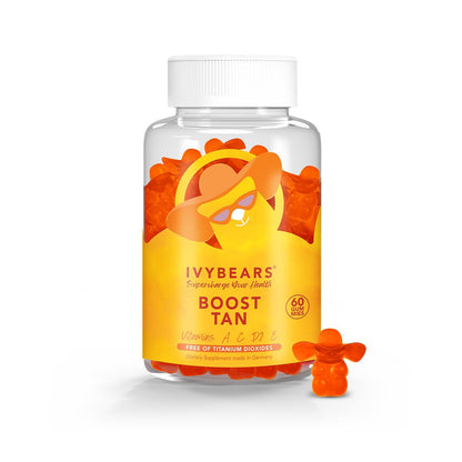 Glow Tanning Gummies - Vegan Beta Carotene and Vitamins A C D2 E | Made in Germany