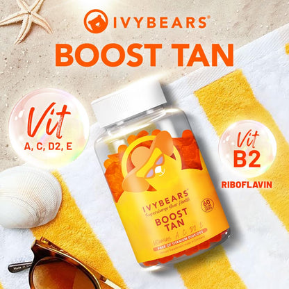 Glow Tanning Gummies - Vegan Beta Carotene and Vitamins A C D2 E | Made in Germany
