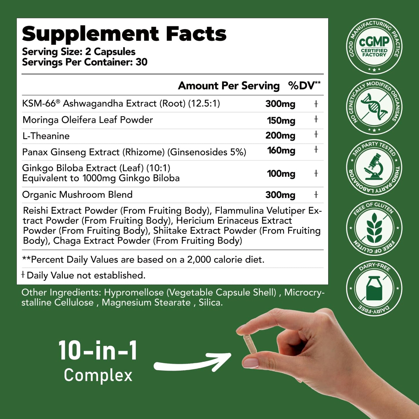 GlowEver KSM-66 Ashwagandha with L-Theanine – Mood & Energy Support | 60 Vegan Capsules