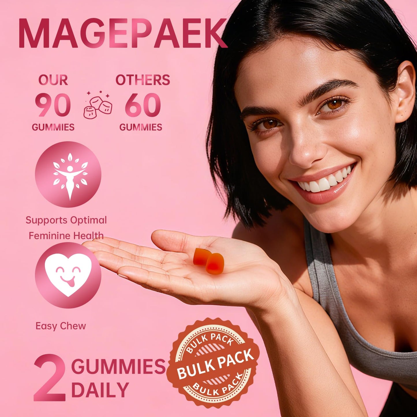 GlowGems Premium Feminine Balance Gummies for Women | pH Balance & Wellness (Vegan, Gluten-Free, 90 Count)