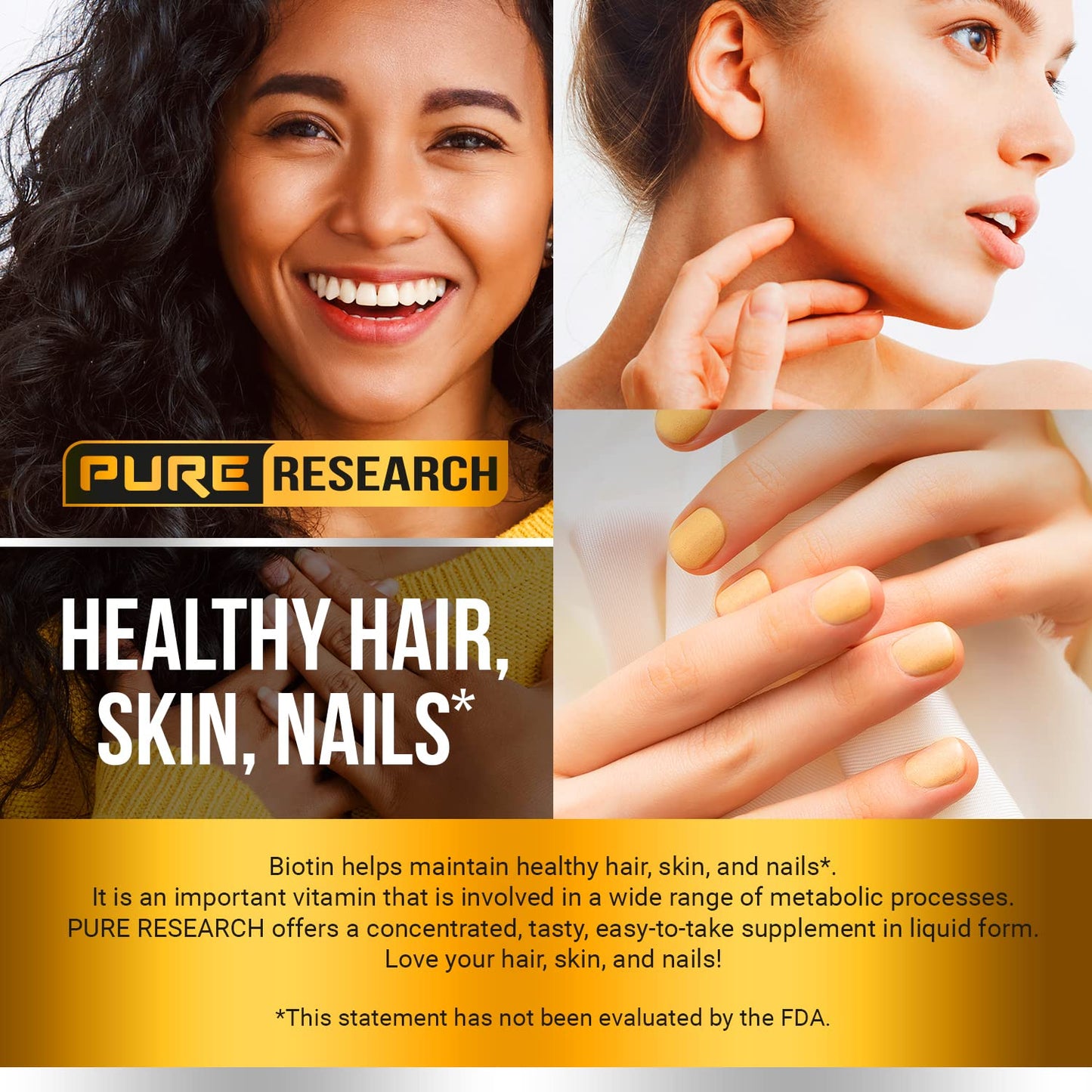 Liquid Biotin & Collagen Drops 60,000mcg – Hair, Skin & Nails Support – 2oz