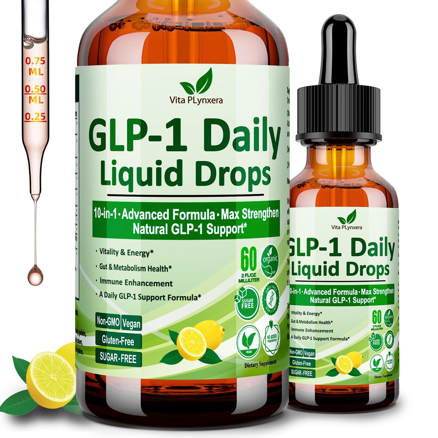 GLP-1 Support Liquid Drops – 10-in-1 Metabolism & Gut Health | Vegan, Non-GMO