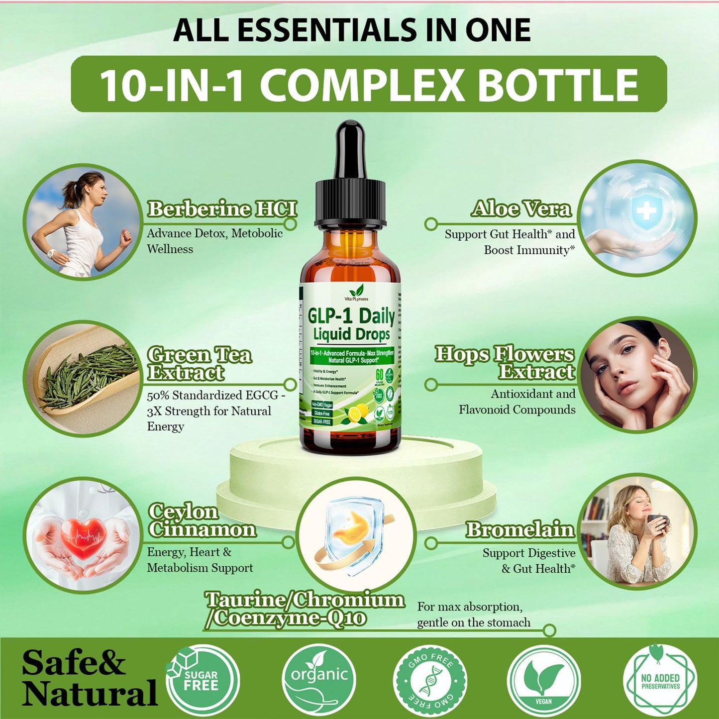 GLP-1 Support Liquid Drops – 10-in-1 Metabolism & Gut Health | Vegan, Non-GMO
