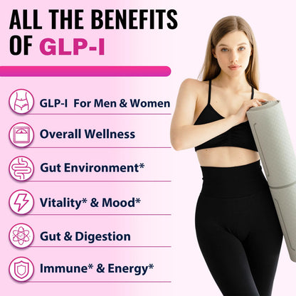 GLP ONE Supplement for Women & Men, GLP ONE Supplements Women, Probiotics with Akkermansia Probiotic, Natural GLP ONE for Immune, Digestion, Gut, GLP ONE Levels and Overall Health, Vegan - 60 Capsules
