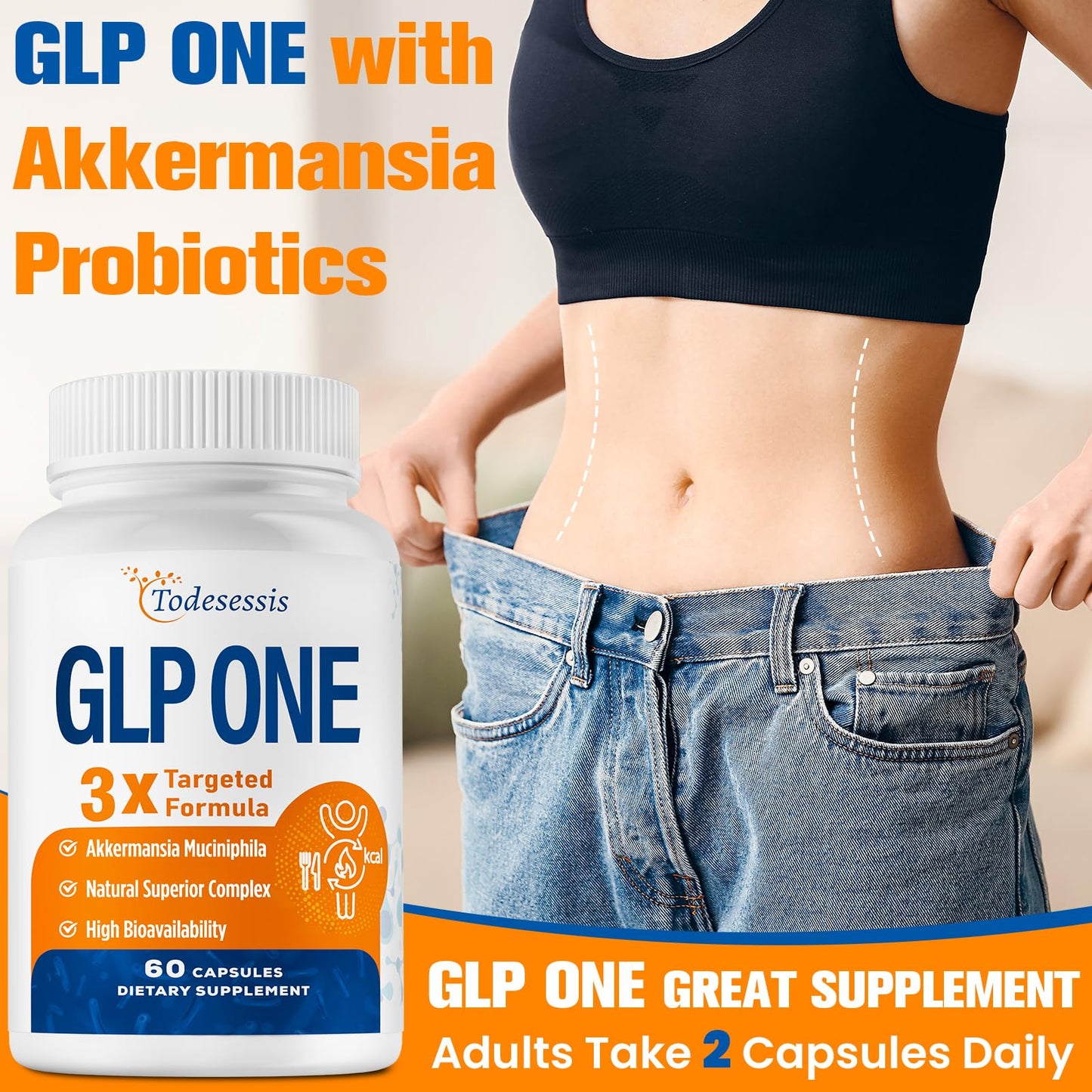 GLP ONE Supplement for Women – Probiotic Akkermansia, Berberine & Chicory Inulin | 60 Capsules
