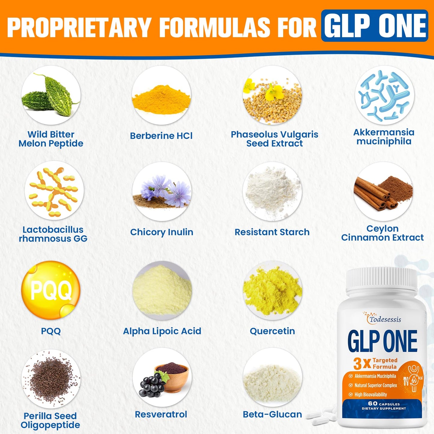 GLP ONE Supplement for Women – Probiotic Akkermansia, Berberine & Chicory Inulin | 60 Capsules