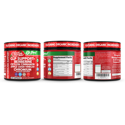 GLP Shred with Berberine, Cinnamon, ACV & Turmeric – 60 Vegan Capsules | Clean Nutra