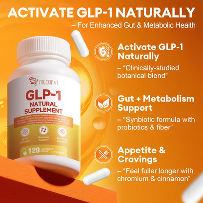 GLP-1 Supplement for Women and Men | Hunger & Metabolism Support - Probiotic, Prebiotic, Berberine, Chromium, Vitamin D3, Digestive Enzymes (120 Capsules)