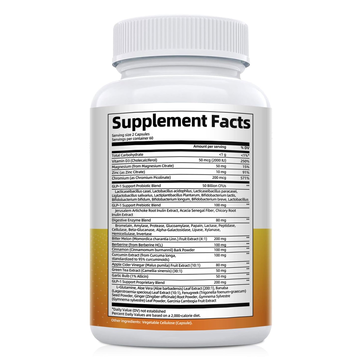 GLP-1 Supplement for Women and Men | Hunger & Metabolism Support - Probiotic, Prebiotic, Berberine, Chromium, Vitamin D3, Digestive Enzymes (120 Capsules)