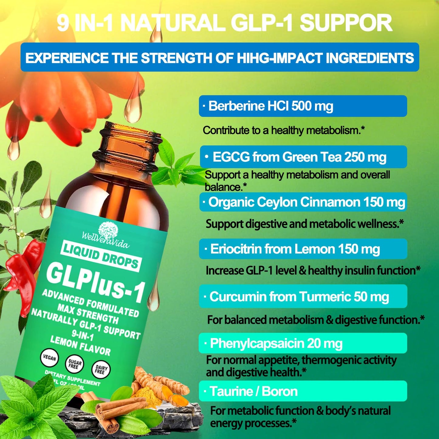 GLP-1 Liquid Drops — 6x Stronger Than Capsules | 9-in-1 GLP-1 Support