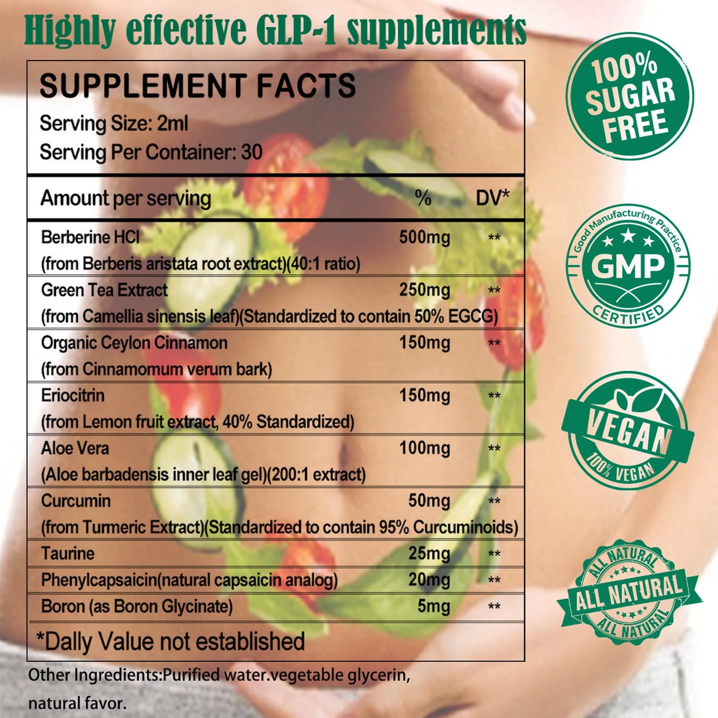 GLP-1 Supplements Drops | 9-in-1 Premium GLP1 Boost w. Berberine, Ceylon Cinnamon, Green Tea Extra- ct Eriocitrin, Naturally GLP 1 Support for Metabolism & Gut Digestion丨Raspberry, Sugar Free