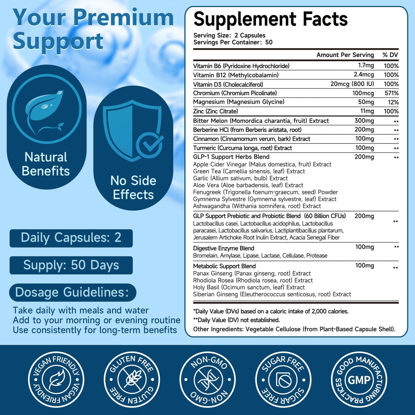 GLP-1 Supplement 34-in-1 Formula | Supports GLP-1, Digestion & Gut Health