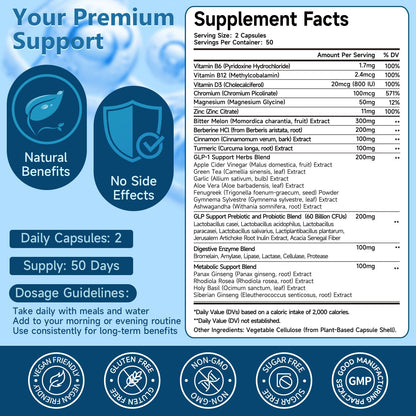 GLP-1 Supplement 34-in-1 Formula | Supports GLP-1, Digestion & Gut Health