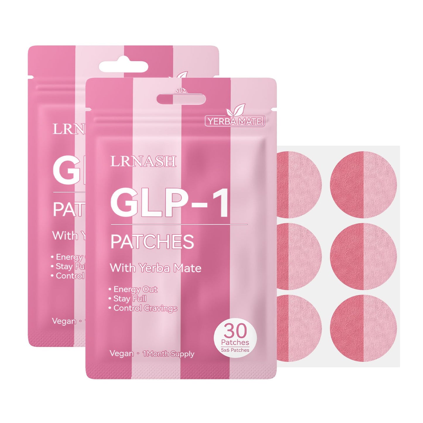 GLP-1 Patches with Yerba Mate for Men and Women – 2 Count (Pack of 30) | 60 Days Supply