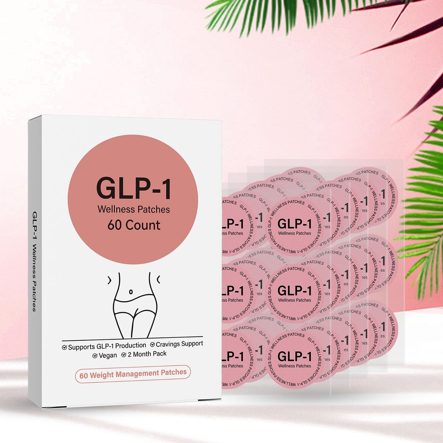 GLP-1 Support Patches for Women – 60 Count Patch Cosmetic – Natural Ingredients Patch (Pack of 1)