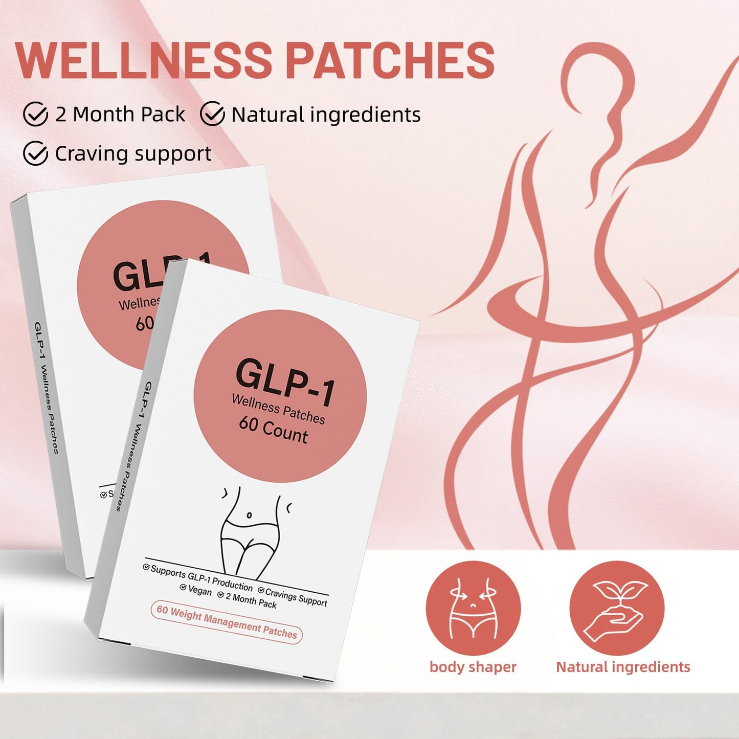 GLP-1 Support Patches for Women – 60 Count Patch Cosmetic – Natural Ingredients Patch (Pack of 1)