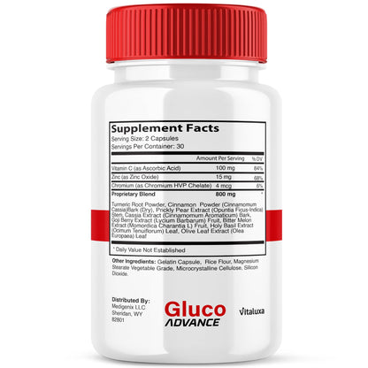 Gluco Advance Capsules (2 Pack) – Blood Support & Joint Health, 120 Ct