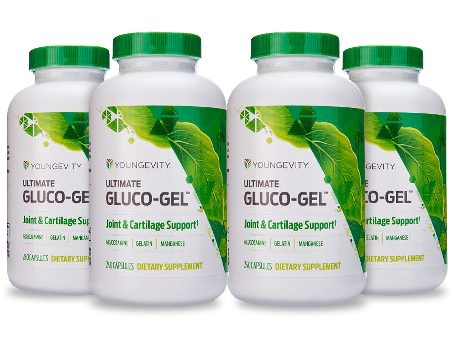 Youngevity Ultimate Gluco-Gel - Gelatin, Glucosamine & Manganese for Joints | 240 Capsules | 4-Bottle Pack