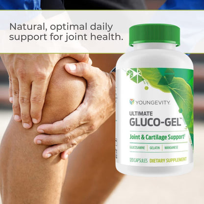 Youngevity Ultimate Gluco-Gel - Gelatin, Glucosamine & Manganese for Joints | 240 Capsules | 4-Bottle Pack