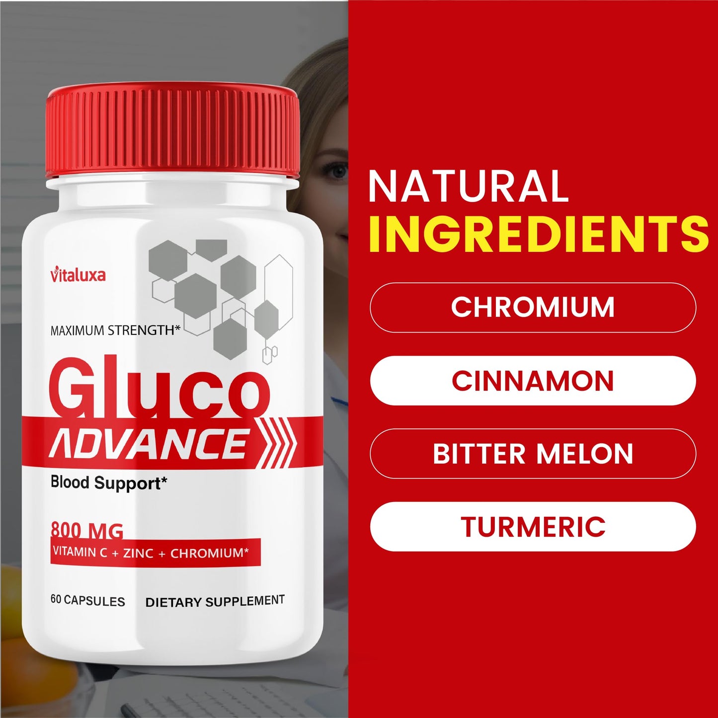 Gluco Advance Capsules (2 Pack) – Blood Support & Joint Health, 120 Ct