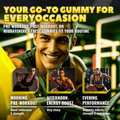 GlucoBio Creatine Monohydrate Gummies (5g) – Pre-Workout Energy, Muscle Growth | Pineapple Electrolyte Gummies 135 Count