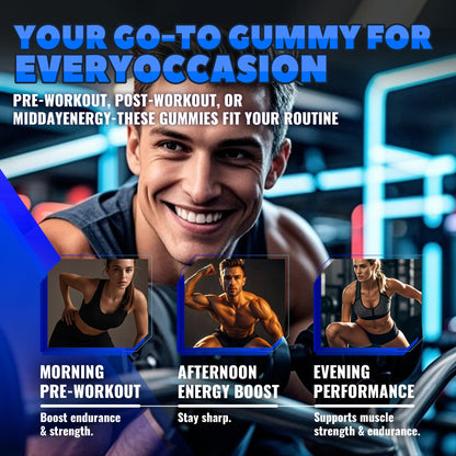 GlucoBio Creatine Monohydrate Gummies 5g – Pre-Workout Energy & Muscle Growth (Blueberry, 135 Count)