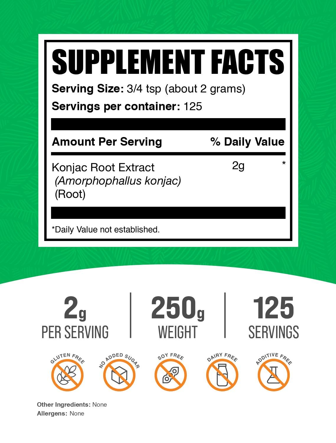 Glucomannan Powder (Konjac Root) - Gluten Free, 2g Serving, 250g | BulkSupplements