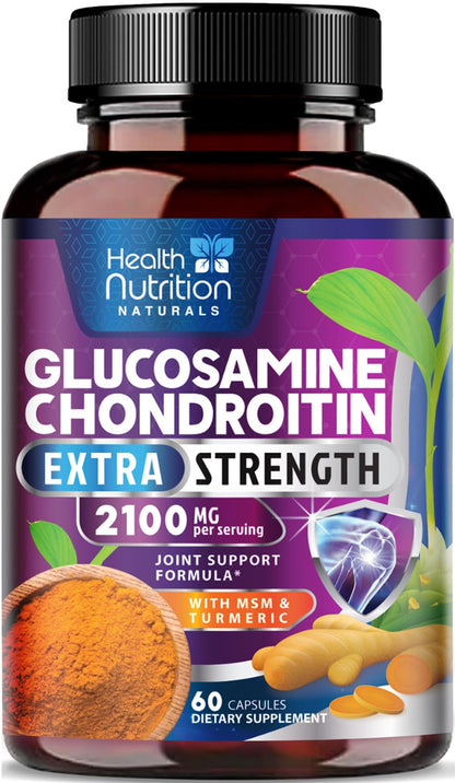 Glucosamine Chondroitin 2100mg – 3X Strength Joint Support (60 Capsules) – USA Bottled