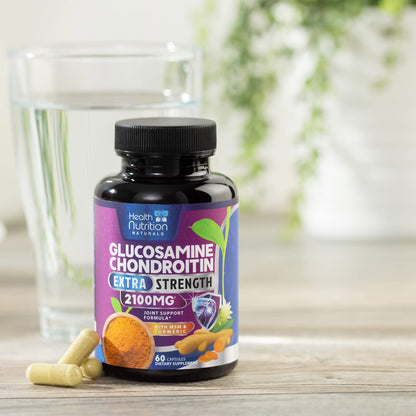 Glucosamine Chondroitin 2100mg – 3X Strength Joint Support (60 Capsules) – USA Bottled