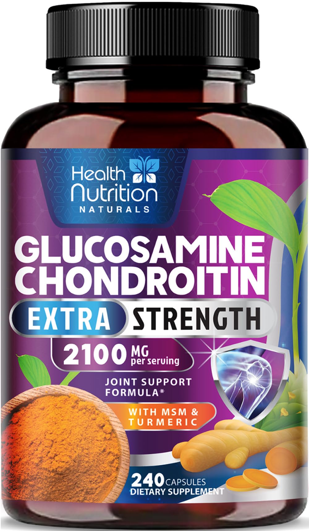 Glucosamine Chondroitin 2100mg – 3X Strength Joint Support (240 Capsules) – USA Bottled