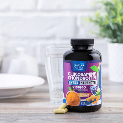 Glucosamine Chondroitin 2100mg – 3X Strength Joint Support (240 Capsules) – USA Bottled