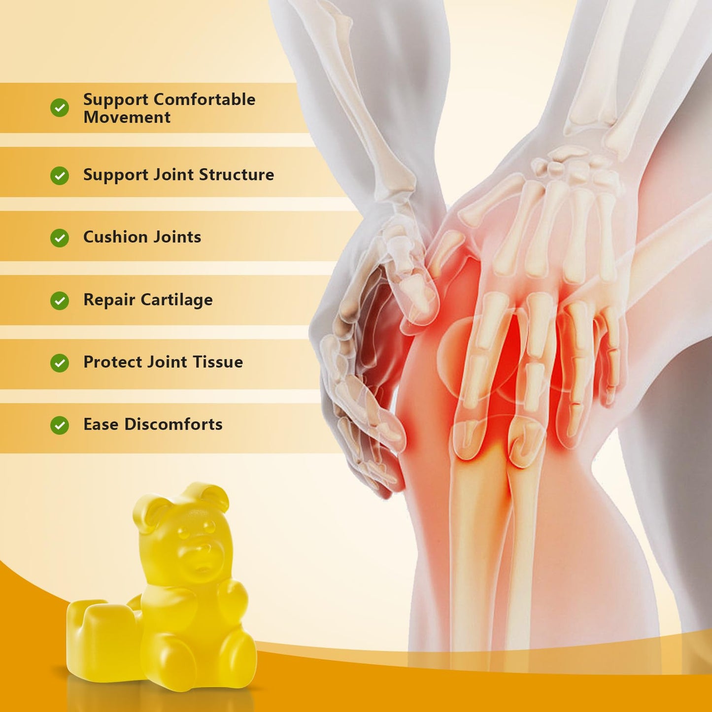 Sugar Free Glucosamine Chondroitin Gummies - Extra Strength 1500mg Joint Support