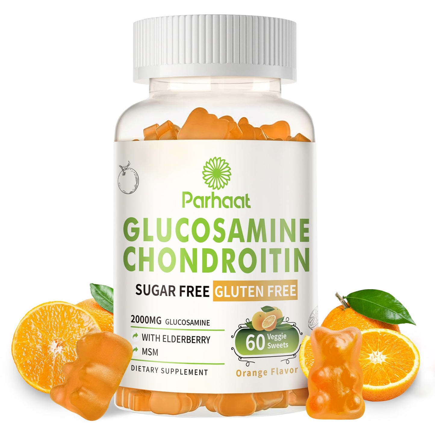 Best Glucosamine Chondroitin Gummies with MSM & Elderberry – Extra Strength Joint Support (Orange)