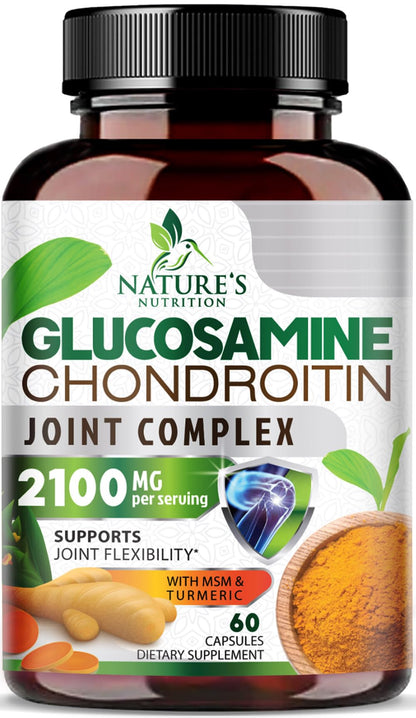 Glucosamine Chondroitin MSM 2100mg – 3x Strength Joint Support with Turmeric & Boswellia
