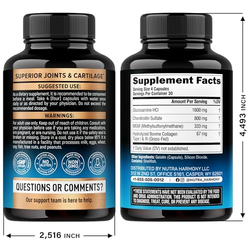 Glucosamine Chondroitin MSM Collagen | HSA | Joint Support 2800 mg | Made in USA | FSA Approved, 120 Capsules