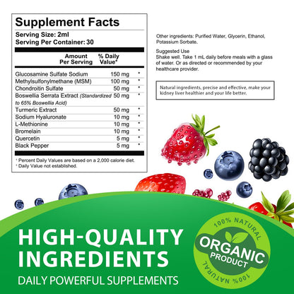 Love Life Supplements Glucosamine Chondroitin MSM Liquid Drops — High Absorption for Joints