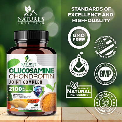 Glucosamine Chondroitin MSM 2100mg – 3x Strength Joint Support with Turmeric & Boswellia