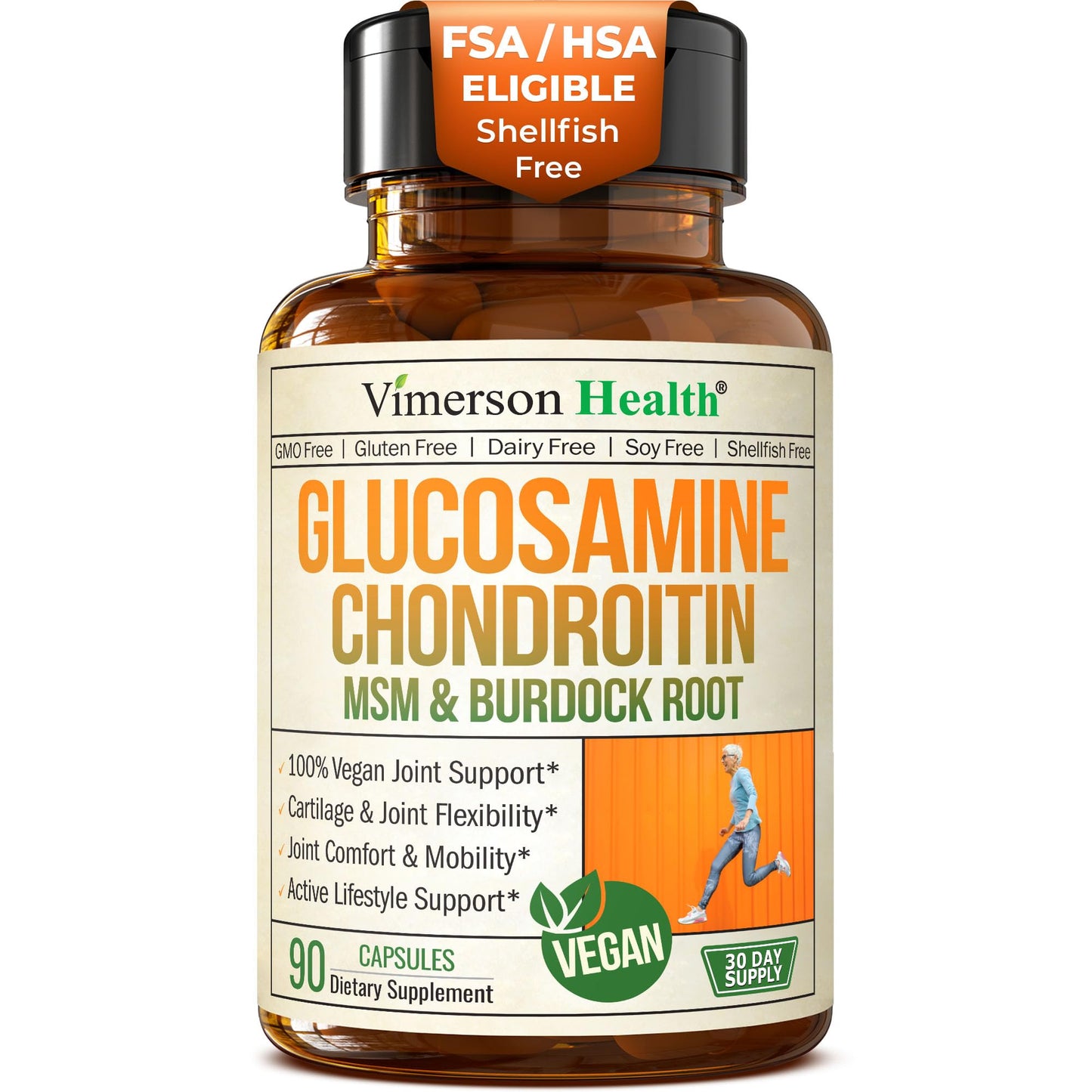 Glucosamine Chondroitin MSM – Vegan Joint Support Supplement (90 Capsules) for Cartilage, Joint Health & Flexibility