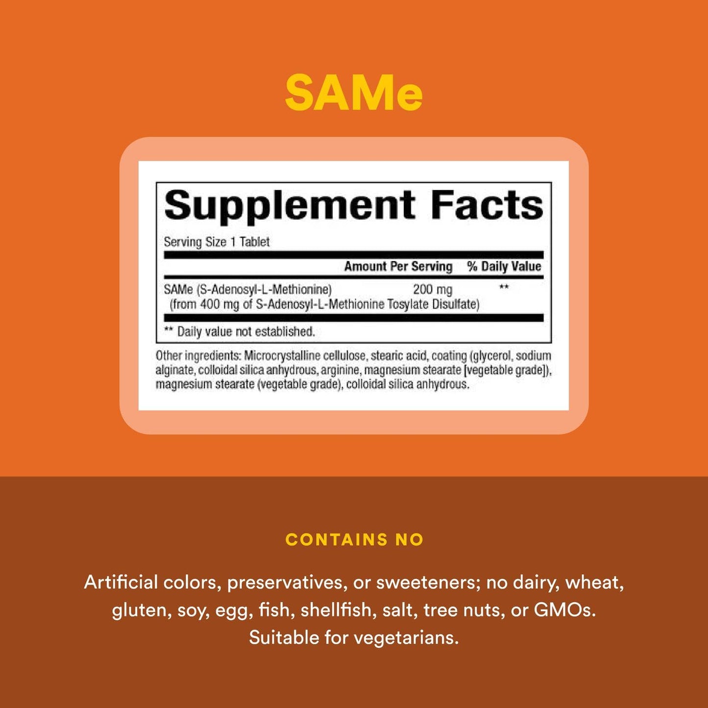 Natural Factors SAMe 200 mg – Mood Support & Joint Health, 60 Tablets