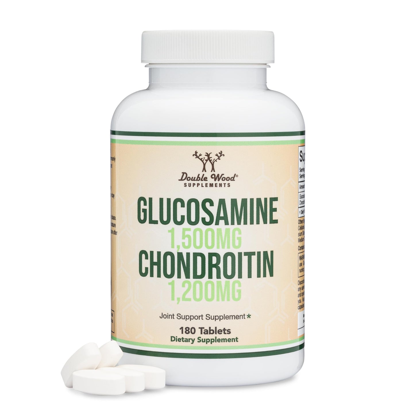Glucosamine Chondroitin Triple Strength 1500/1200mg – 180 Tablets | Gluten Free, Non-GMO | Double Wood