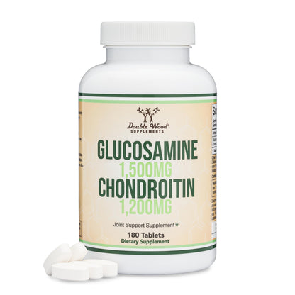 Glucosamine Chondroitin Triple Strength 1500/1200mg – 180 Tablets | Gluten Free, Non-GMO | Double Wood